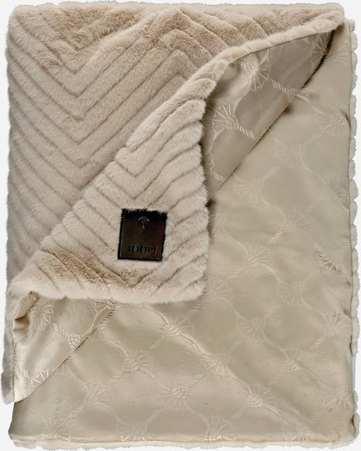 Plaid JOOP! ELEGANT in Beige mit Chevron-Muster und Fluffy-Effekt - Bild 1