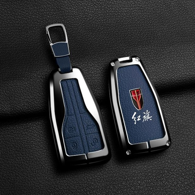 FAW Hongqi Fernschlüsselhülle aus Zinklegierung mit Ziegenlederstruktur in Schwarz für HS5 HS7 HS9 H5 H9 H7 L5 HS3 L9 - Bild 1