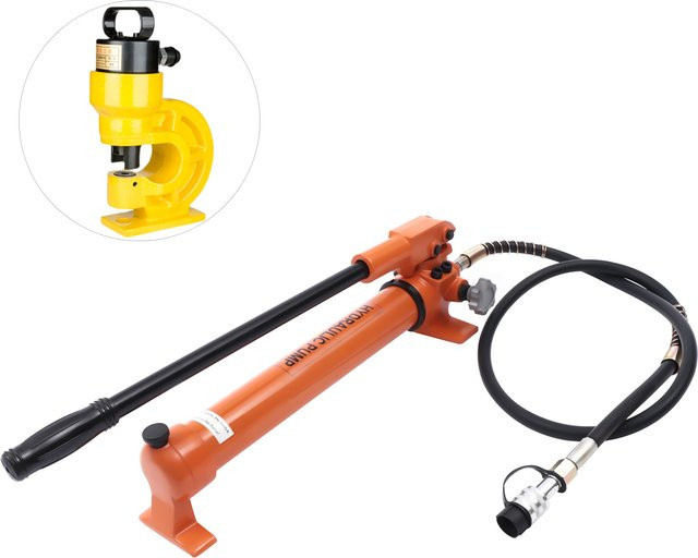 Bymaocar CP-700 Hydraulische Handpumpe in Orange mit 900cc, 70Mpa, Magnetventil und Fußschalter für manuellen Betrieb von Hydraulikwerkzeugen - Bild 1