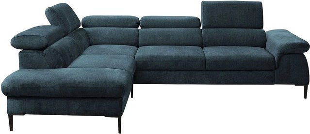 Pascal Morabito Schlafsofa Sepina in Marineblau mit L-Form und Stoffbezug - Bild 1