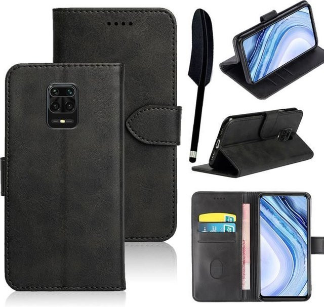Xiaomi Schutzhülle aus PU-Leder für Redmi Note 9S und Redmi Note 9 Pro in Schwarz mit integriertem Ständer - Bild 1