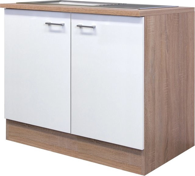 Flex-Well Spülenunterschrank Samoa Küchenschrank in Weiß und Sonoma Eiche, B/H/T: 100 x 85 x 60 cm - Bild 1