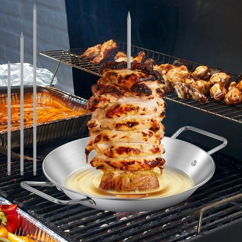 Bestbags Vertikaler BBQ-Fleischspieß aus Edelstahl in Silber mit abnehmbaren 9-Zoll-Spießen für Steak und Hähnchen - Bild 4