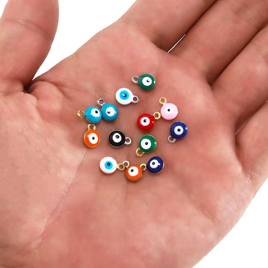 Anhänger Emaille bösen Blick Perlen, Edelstahl, 6 mm, Unisex - Bild 3