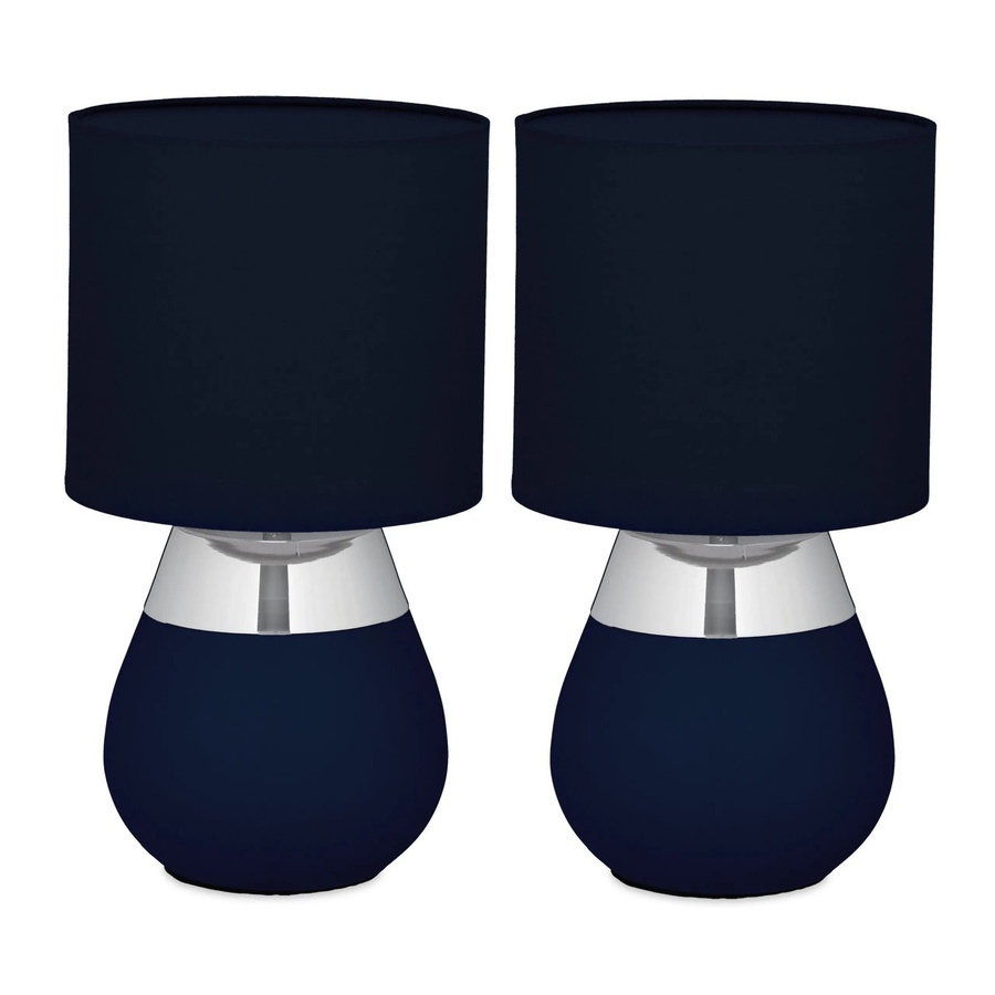 Relaxdays Tischlampe aus Metall in Blau mit Stoffschirm, 2er Set, Höhe: 32 cm, Durchmesser: 18 cm - Bild 2