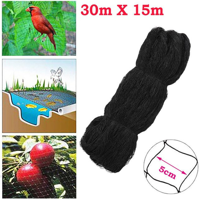Bymaocar Anti-Vogel-Netz Schwarz, Schädlingsschutznetz für Pflanzen, Obst und Bäume, B: 30 m, H: 15 m - Bild 1