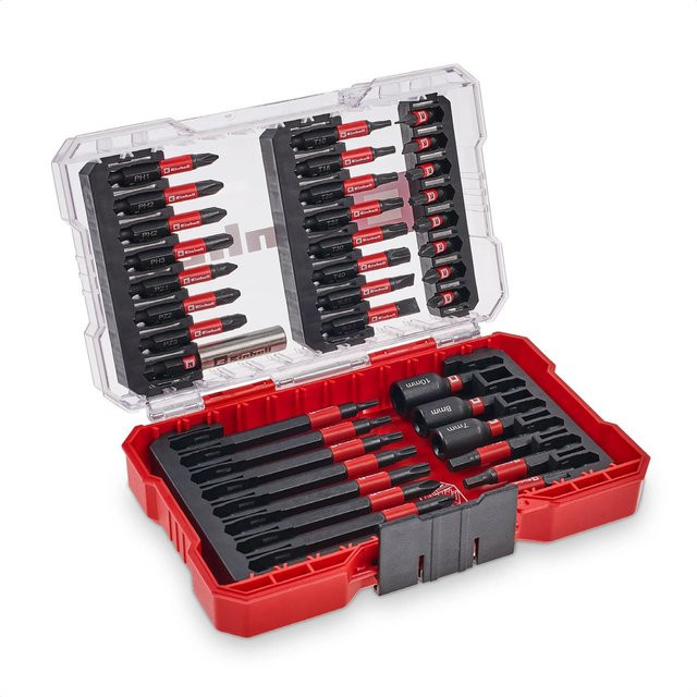 Einhell Impact-Bit-Set M-Case, 38-teilig, aus Edelstahl in Rot und Transparent - Bild 2