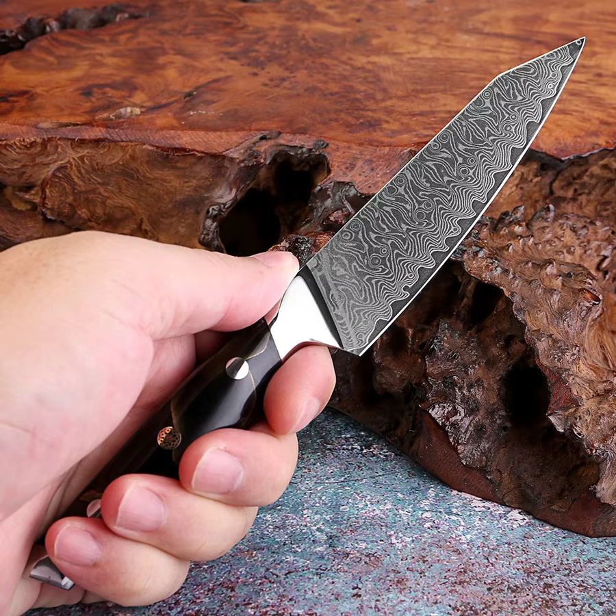 Xituo Damaststahl Allzweckmesser mit Kupfer-Platin-Harz-Griff in Multicolour, 5 Zoll Paring Knife - Bild 5