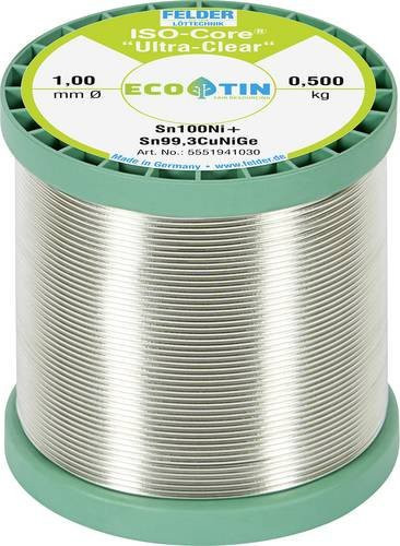 Felder ISO-Core Ultra-Clear Sn100Ni+ bleifreies Lötzinn Spule, Farbe: Silber, Durchmesser: 1 mm, Gewicht: 0,5 kg - Bild 1