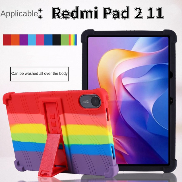 Xiaomi Redmi Pad 2 2025 Schutzhülle aus weichem Silikon mit Standfunktion in Rot und Multicolour - Bild 1