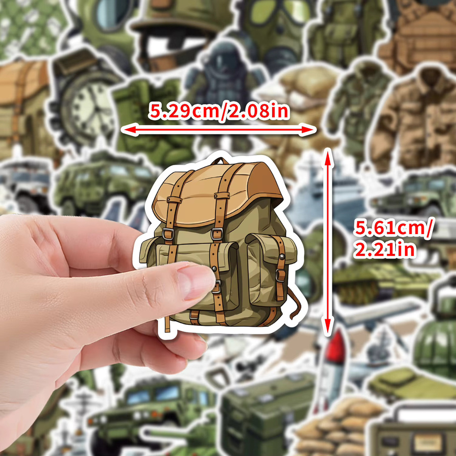50 Stück Cartoon-Aufkleber im Militär-Design für Notebook, Schreibwaren und Laptop, Mehrfarbig - Bild 2
