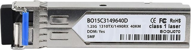 BlueOptics SFP Transceiver kompatibel mit Chelsio SFP-BXU34-40KM, BlueOptics BO15C3149640D, Singlemode Fiber, LC-Simplex, 1000BASE-BX-U, 40KM, TX1310nm/RX1490nm, DDM, Farbe: Silber - Bild 1