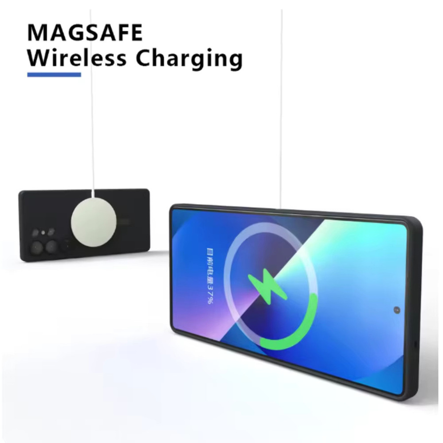 Samsung Galaxy S26 S25 Ultra S24 Plus Magnetische Silikon Schutzhülle mit MagSafe und Kamera-Objektivschutz in Schwarz - Bild 3