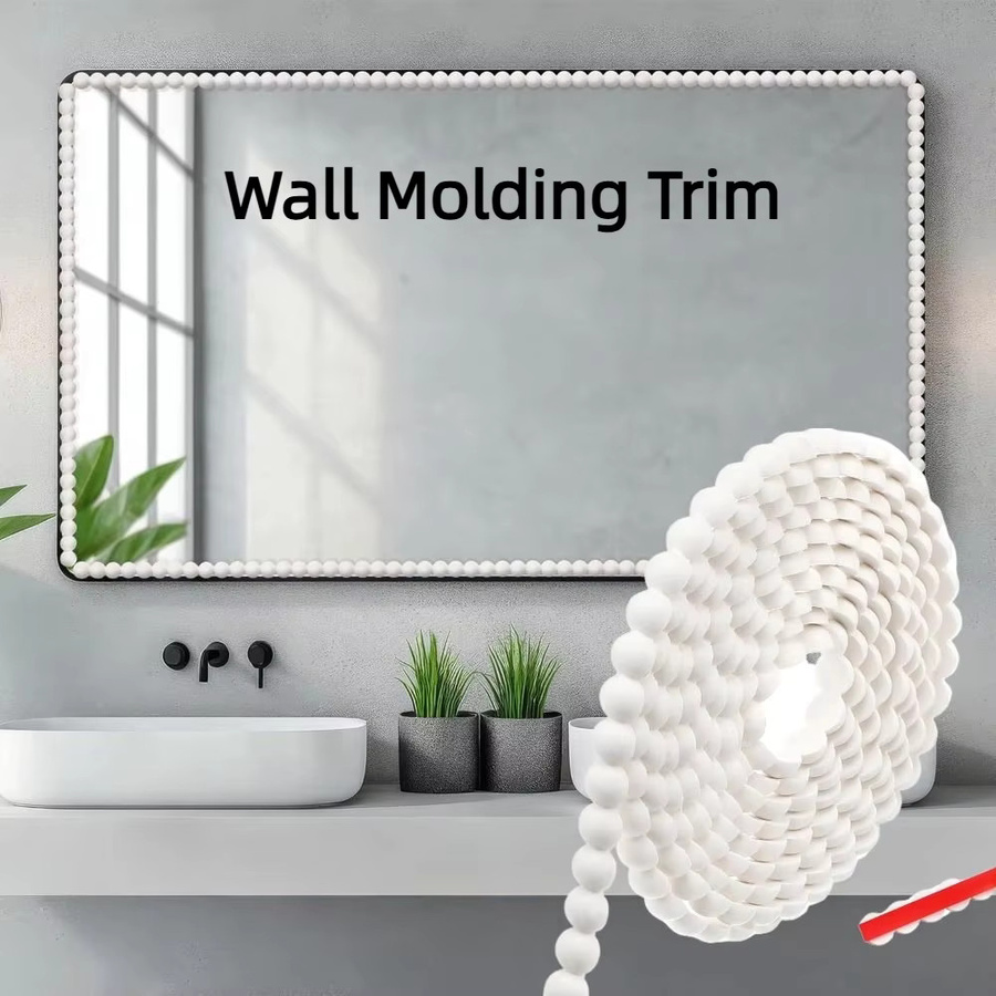 Selbstklebende Wandleiste aus PVC in Weiß, 3 Meter bemalbare DIY-Dekoration als flexible Verkleidungsstreifen für deine Wandgestaltung - Bild 2