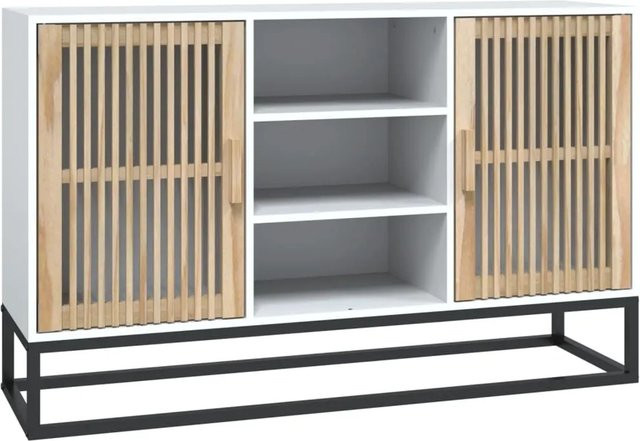 vidaXL Sideboard Weiß aus Holzwerkstoff und Kiefernholz, B/T/H: 105 x 30 x 65 cm - Bild 1