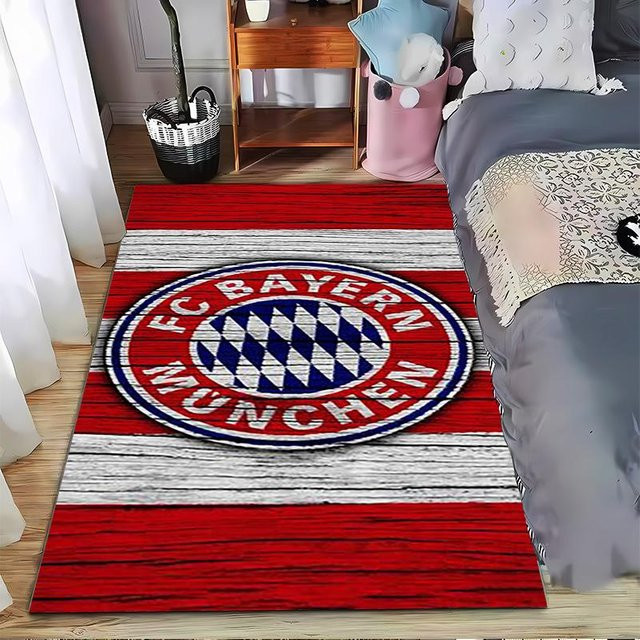 Nimbus Carpet FC Bayern München Emblem Teppich in Rot und Weiß mit Holzmaserung, B/L: 120 x 160 cm - Bild 1