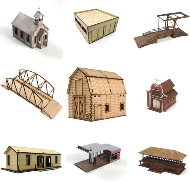 GSF Holz Gebäude Puzzle Modell, 1/72 - Bild 1