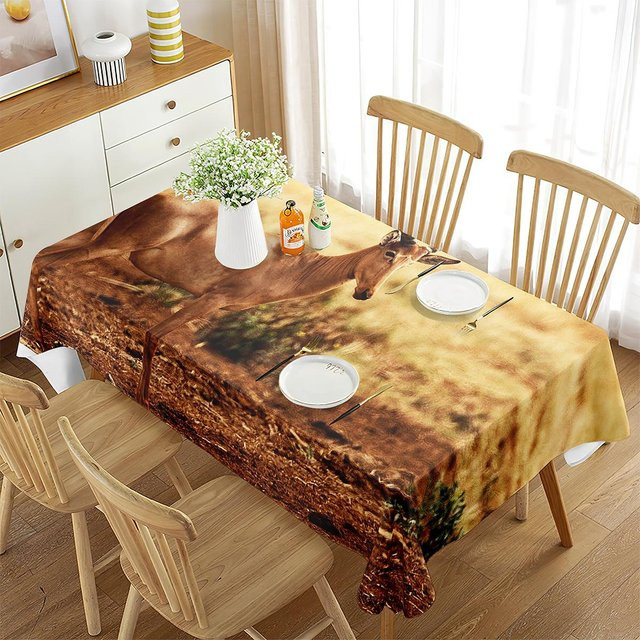 Fancy Style Studio Tischdecke mit Antilopen und Gras Motiv, rechteckig, braun, B/T: 70 x 70 cm - Bild 1