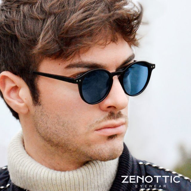 ZENOTTIC Sonnenbrille, Rund, Vollrand, Schwarz, Unisex, Kunststoff, polarisiert - Bild 1
