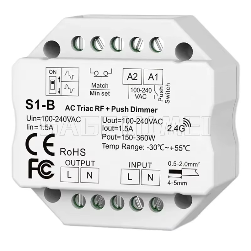 Sage LU MEI WiFi & RF Tuya APP Dimmer S1-B für einfarbige LED-Streifen, Weiß - Bild 2