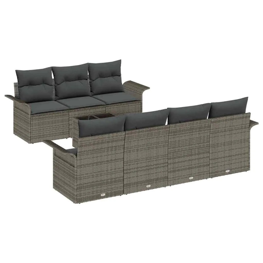 vidaXL Garten-Sofa-Set 8-teilig aus Poly-Rattan in Grau - Bild 2