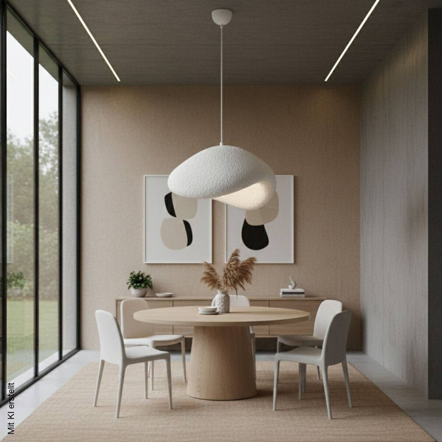 Opviq Pendelleuchte weiß aus Metall und Glas mit E27 Fassung, Höhe: 120 cm, Breite: 42 cm, Tiefe: 37 cm - Bild 3