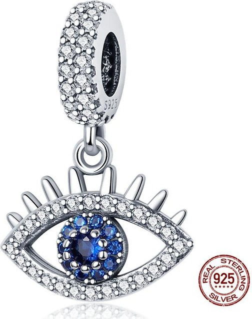 Charm-Perlen-Komponente Kupfermetall, Pyramide, Dämonenauge, Weiß, Damen - Bild 1