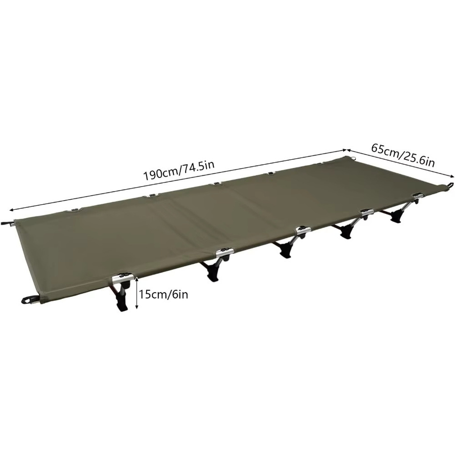 Bymaocar Faltbares Campingbett in Grün, Tragbares Schlafbett für Erwachsene, B/T/H: 190 x 65 x 15 cm, Belastbarkeit bis 150 kg - Bild 4