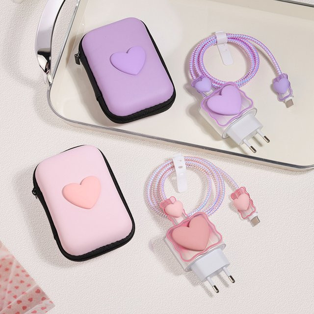 3D Love Heart Datenkabel-Schutzhülle für iPhone 11, 12, 13, 14, 15, 16 Pro Max als Kabel-Organizer und Ladegerät-Hülle - Bild 1