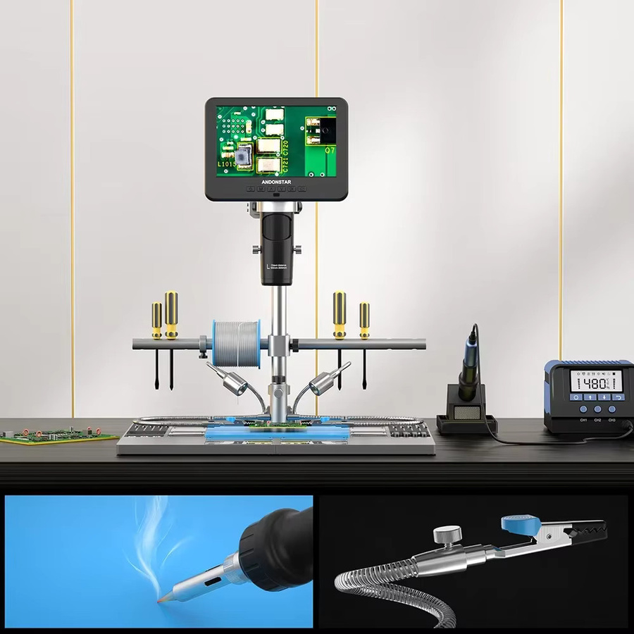 Andonstar AD246SM-Plus Trinokulares HDMI Digitalmikroskop 2160P UHD für PCB SMD Löten und Telefonreparatur, Schwarz - Bild 4