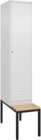 C+P Spind Classic PLUS Garderobenschrank mit integrierter Sitzbank, 1 Abteil, Farbe Anthrazit/Schwarz, B/T/H: 212,0 x 40,0 x 81,5 cm, mit Zylinderschloss und 4 Garderobenhaken - Bild 1