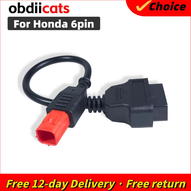 OBDIIVCI OBD2 Diagnose Kabel Adapter für Honda Motorrad, 6-Pin auf 16-Pin Kabelverlängerung, Schwarz - Bild 1