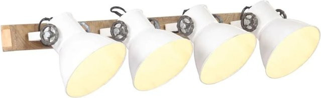 vidaXL Wandlampe im Industriestil aus Eisen und massivem Mangoholz in Weiß und Braun mit E27 Fassung - Bild 1