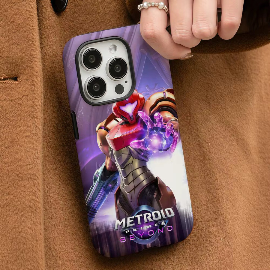 M-Metroid Prime 4 Beyond Handyhülle für iPhone 17 16 15 14 13 12 Pro Max Plus, glänzende HD-Doppelschicht-Flüssig-Hartschale in Weiß und Multicolour - Bild 3