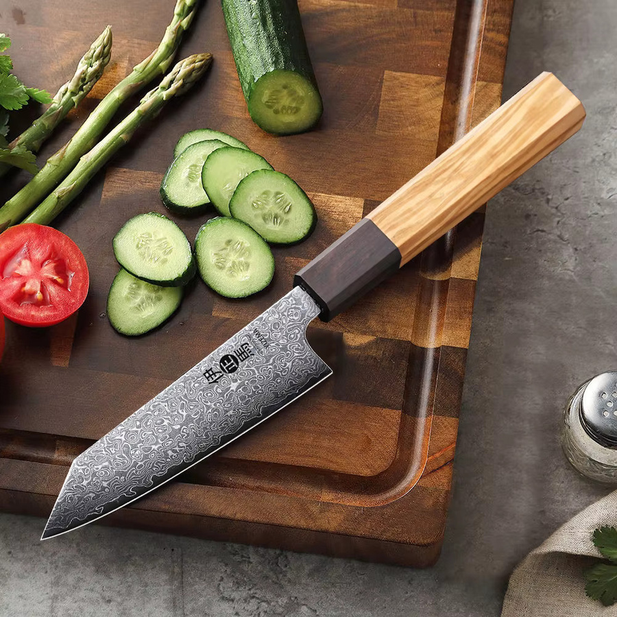 YIZEMA Allzweckmesser aus Damaststahl mit Holzgriff, 12,7 cm Profi-Küchenmesser für Obst, Gemüse und Fleisch - Bild 2