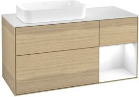 V&B Waschtischunterschrank Finion in Weiß mit Eichenfurnier, B/T: 120 x 60 cm - Bild 1