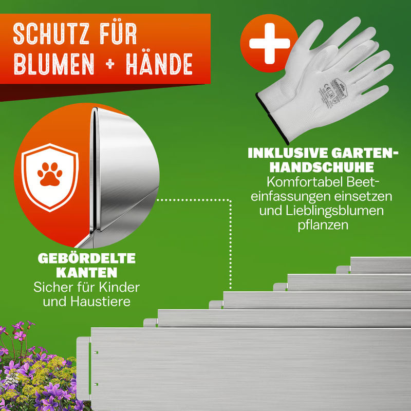Beeteinfassung 5er-Set aus Metall in Silber, Gesamtlänge: 5 m, Höhe: 18 cm - Bild 3
