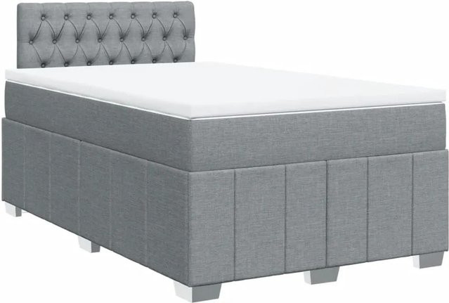 vidaXL Boxspringbett mit Matratze in Hellgrau, Hybridbett mit USB-Ladeport und Unterbettbeleuchtung, B/T: 120 x 190 cm - Bild 1