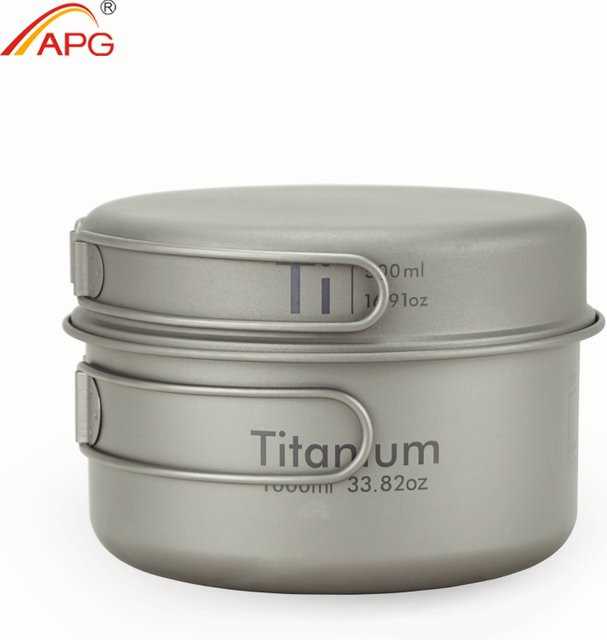 APG Ultraleichte Titanpfanne aus Titan in Silber für Outdoor, Camping und Trekking - Bild 1