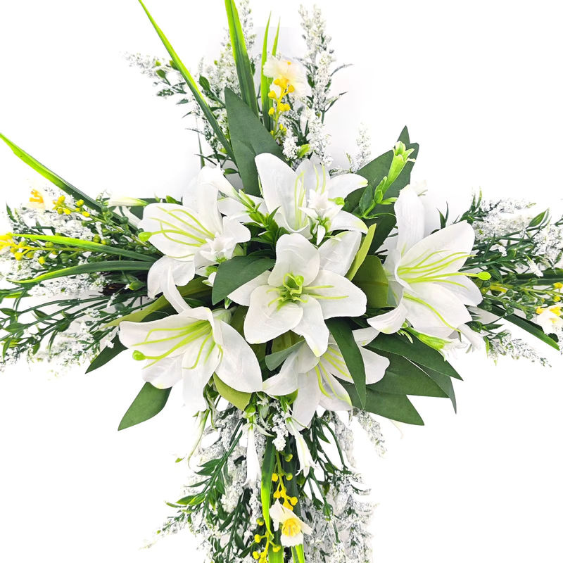 Oster Kranz mit Willkommensschild als künstliche Blumen-Girlande in Weiß für Indoor und Outdoor, B/H: 50,8 x 50 cm - Bild 4