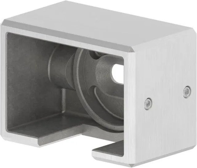 FeNau Wandbefestigung aus Edelstahl V4A für Nutrohr 60 x 40 mm Rechts, Farbe Silber, B/T/H: 180 x 180 x 140 mm - Bild 1