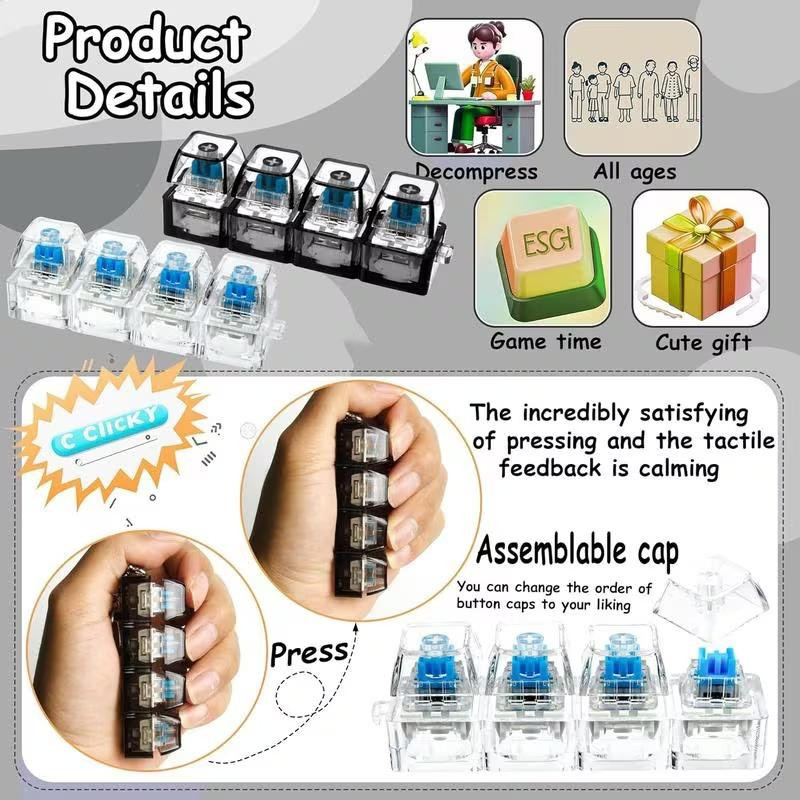 Linyi toy Schlüsselanhänger Tastatur Stress Linderung schwarz - Bild 2