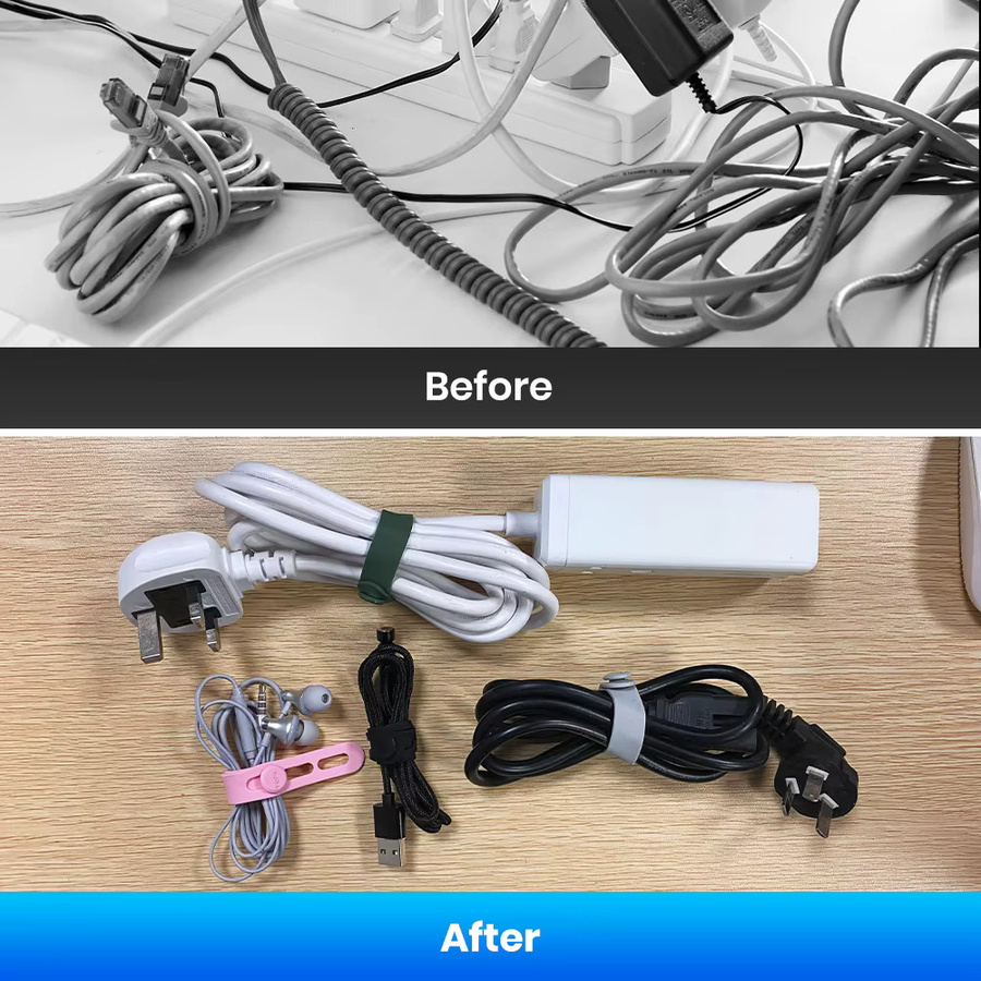 TOPK Silikon-Kabelbinder wiederverwendbar als Kabel-Organizer für Schreibtisch und USB-Kabel - Bild 5