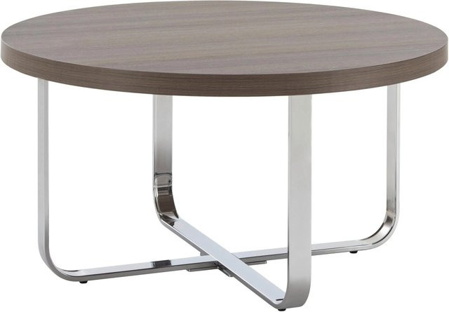 Bessagi Home Couchtisch Carl Rund in Eichefarben aus MDF und Metall, Durchmesser: 80 cm, Höhe: 42 cm - Bild 1