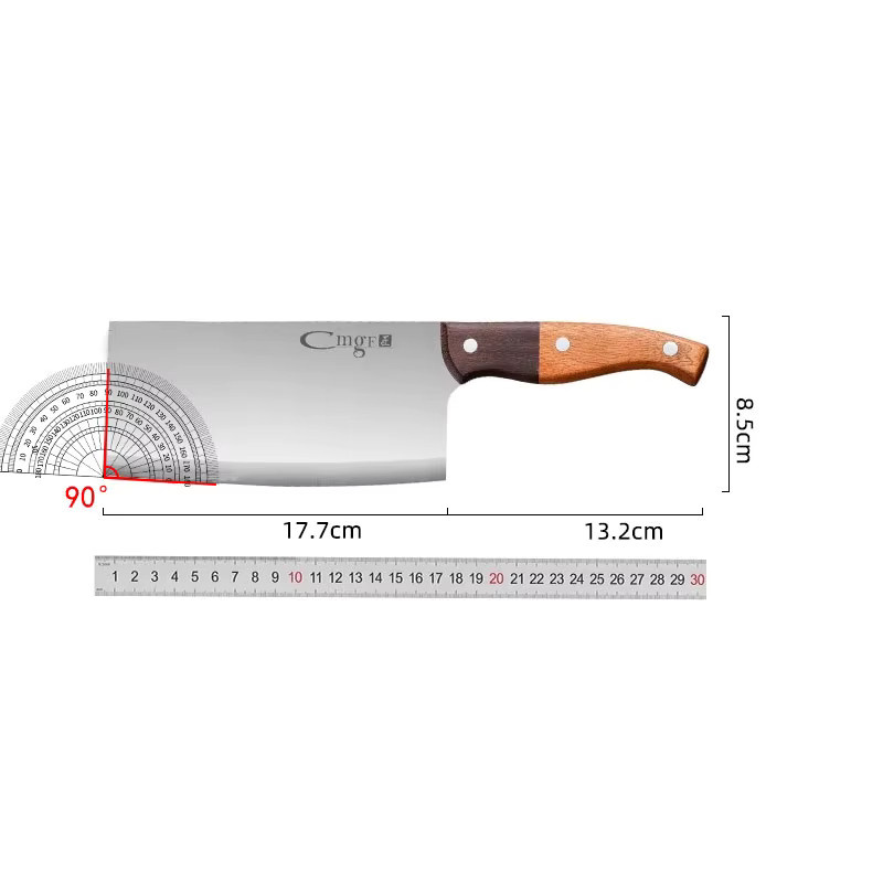 PLYS Cleaver Küchenmesser aus Edelstahl mit Holzgriff in Multicolour - Bild 6