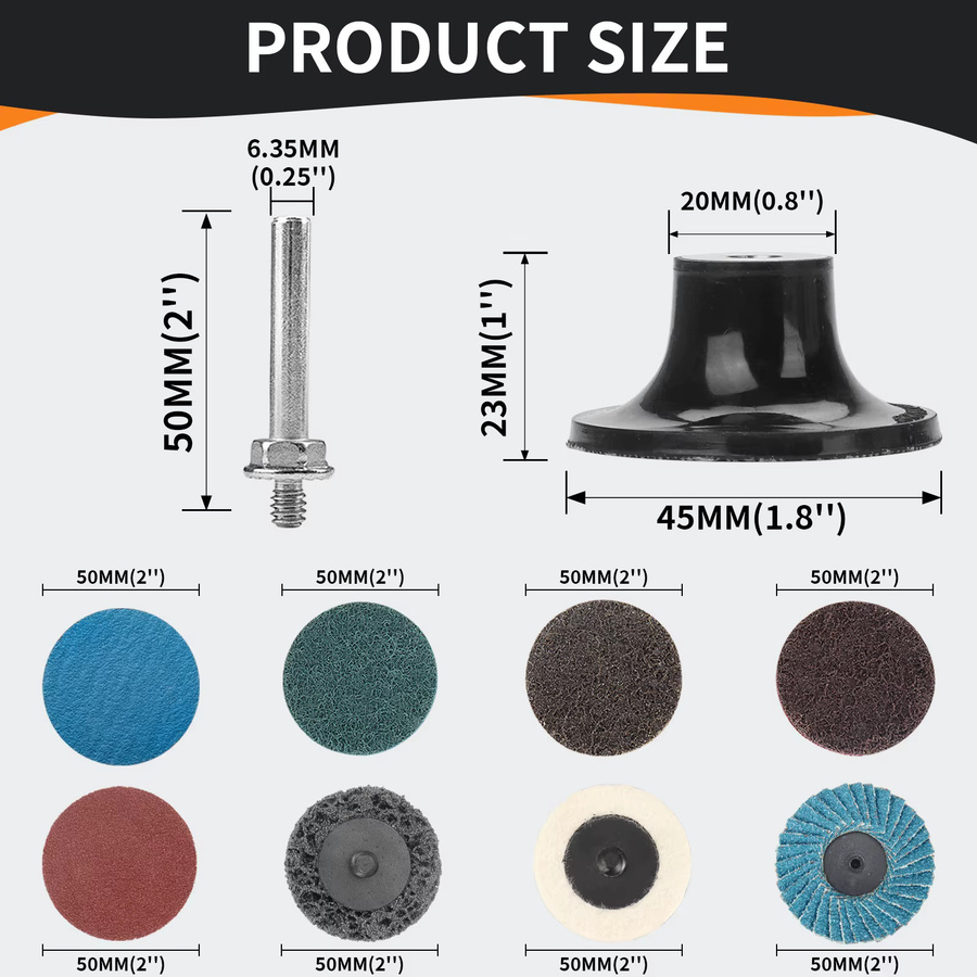 SI FANG 70er Set R-Typ Schnellwechsel-Schleifscheiben 50mm zum Entrosten und Entgraten von Metall und Holz, Mehrfarbig - Bild 2
