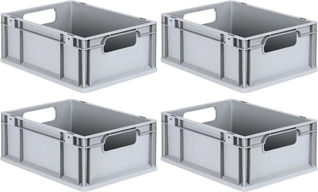 PROREGAL Spar Set 4x Eurobox Nextgen Economy Transportboxen mit offenen Griffen, Grau, H x B x T: 17 x 30 x 40 cm, 16 Liter - Bild 1