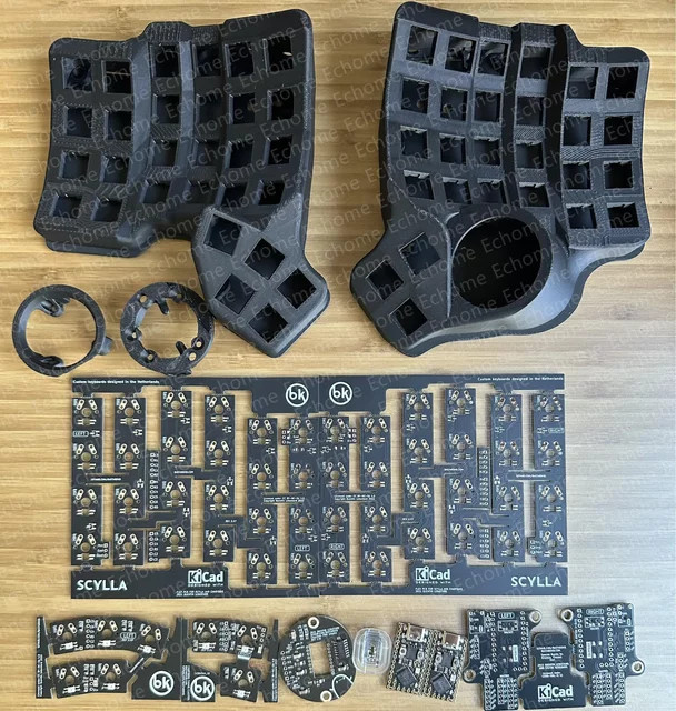 MiFuny Charybdis Mini Nano Split-Tastatur Kit mit Trackball in Schwarz für mechanische Tastaturen, kabellos via Bluetooth oder kabelgebunden, nicht vorgefertigt - Bild 1