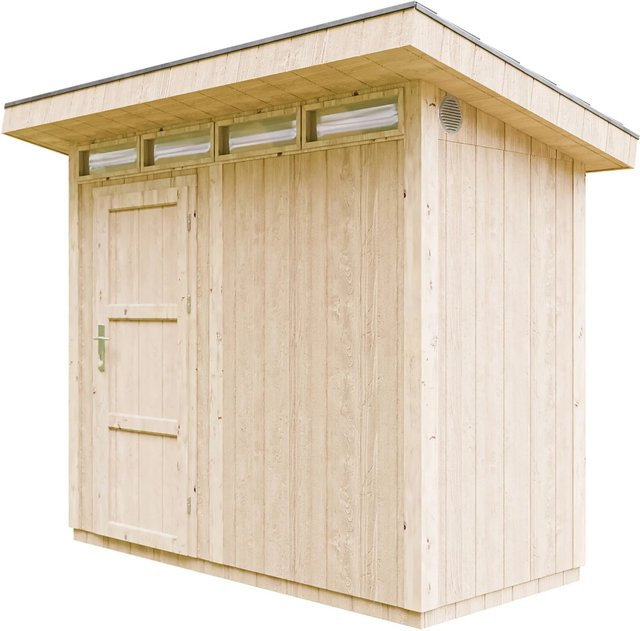 Timbela Holz-Gartenhaus M901 mit Flachdach und modernem Design, Grundiert, B: 294 cm, T: 239 cm, H: 161 cm - Bild 1