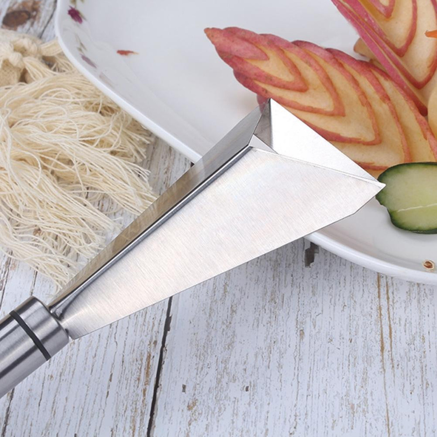 TOMTOP JMS Edelstahl Obstschnitzmesser in Silber zur Dekoration von Obstplatten mit dreieckiger Form - Bild 4